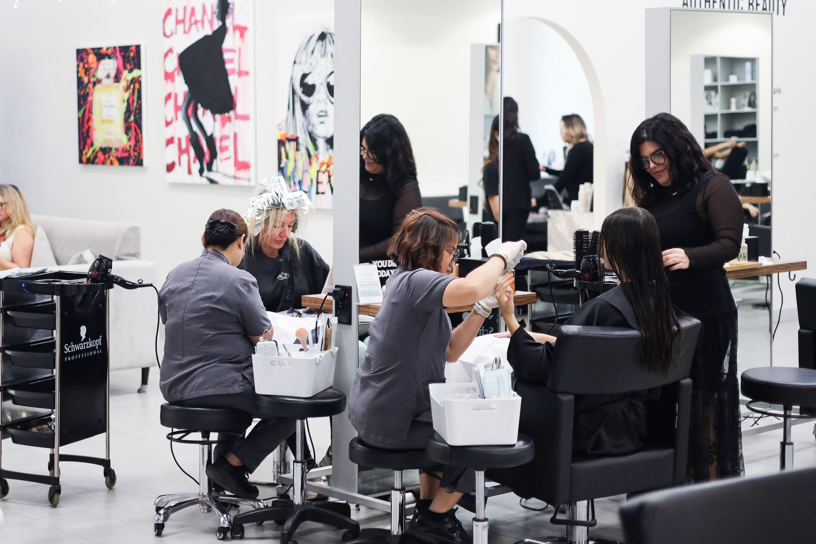 Stylists at work in the salon